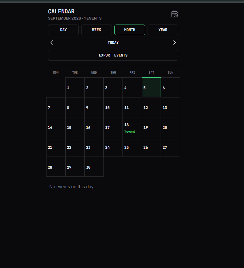 ThoughtDump’s Calendar in Month view